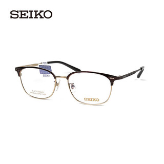 SEIKO 精工 眼镜 商务眼镜架 中性大脸近视复古眼镜框HC3012 90深酒红+金