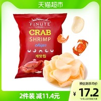 FINUTE 进口韩国趣莱福网红蟹味薯片膨化鲜虾片香脆零食办公室小吃82g