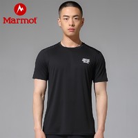 Marmot 土拨鼠 22新款Marmot土拨鼠T恤夏防晒UPF50圆领透气排汗纯色速干T恤23023