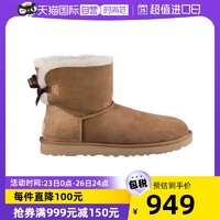 UGG 女鞋 防泼水雪地靴 短靴 蝴蝶结皮毛一体栗子羊毛短筒