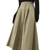 DUIBAI 对白 女士中长款半身裙 CDS094 卡其色 M