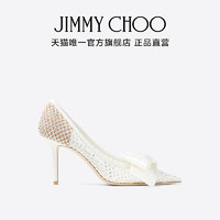 JIMMY CHOO/LOVE 85缎面蝴蝶结饰白色网布高跟鞋
