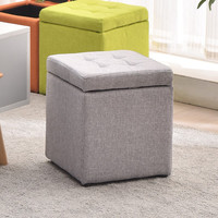 积木部落 jimubuluo 客厅茶几凳子矮凳换鞋凳沙发凳收纳小板凳方凳储物家用凳脚凳椅子 布艺款浅灰色
