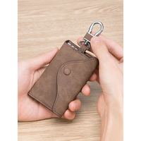 马莎兰缇 男士汽车钥匙包复古腰挂钥匙扣多功能车锁匙包卡包男父亲节生日礼物实用送爸爸男朋友老公 咖啡色