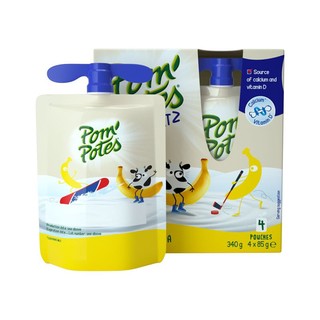 POM'POTES 法优乐 法国进口法优乐PomPotes香蕉儿童酸奶辅食零食非果泥85g*4袋