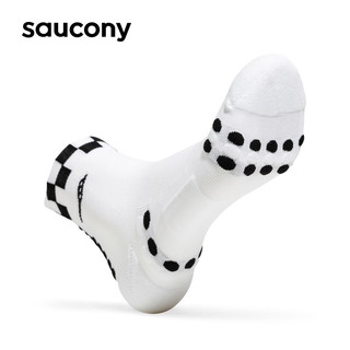 Saucony索康尼袜子黑白格子袜 白色 L