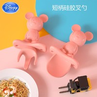 抖音超值购：Disney 迪士尼 硅胶短柄勺子小宝宝学食训练婴儿童辅食吃饭软叉勺餐具
