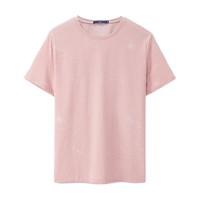 HLA 海澜之家 男女款圆领短袖T恤 HNTBJ2D005A 粉红花纹 S