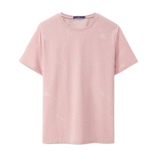 HLA 海澜之家 男女款圆领短袖T恤 HNTBJ2D005A 粉红花纹 M