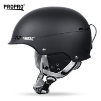 PROPRO 滑雪头盔男女成人单板双板保暖透气防撞防摔滑雪护具装备黑色M码