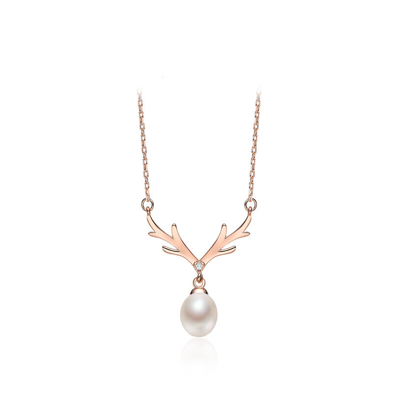 gN pearl 京润珍珠 3337301053406 鹿鸣925银镀金珍珠项链 45cm