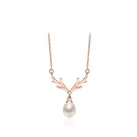 gN pearl 京润珍珠 3337301053406 鹿鸣925银镀金珍珠项链 45cm