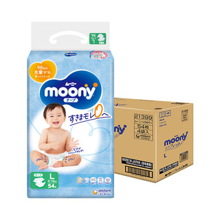 moony 腰贴型婴儿纸尿裤 L 54片*4包透气