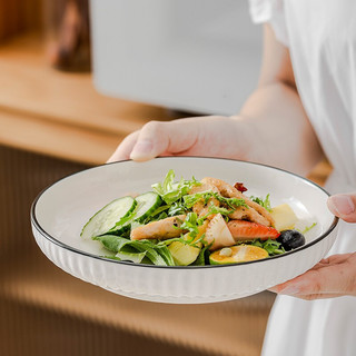 竹木本记 黑边竖纹 陶瓷餐具套装 10件套