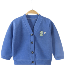 巧吉孩儿童单件外套上衣春款儿童开衫男女童毛衣宝宝针织衫纯色蓝90cm