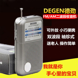 DEGEN 德劲 DE333双波段收音机新款调频FM调幅中波AM指针式迷你小型