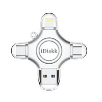 iDiskk U018 旗舰版 USB3.0 U盘 银色 micro-USB/Type-C/苹果lightning接口