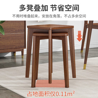 SHICY 实采 凳子家用方凳板凳圆凳木凳椅子可叠放木头简约高凳坐凳餐桌凳 胡桃色