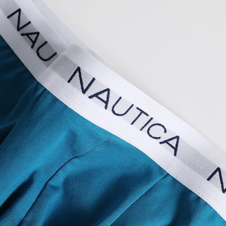 诺帝卡Nautica Underwear男士弹力舒适透气棉平角内裤 3条装礼盒 黑+湖蓝+深海蓝 XL