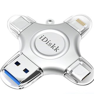 iDiskk U018 旗舰版 USB3.0 U盘 银色 32GB micro-USB/Type-C/苹果lightning接口