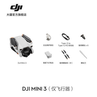 大疆 DJI Mini 3 优选迷你航拍机 长续航飞行器 适配高清带屏遥控器 智能高清拍摄无人机 仅飞行器 随心换 2 年版 256G 内存卡