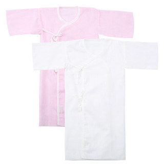 全棉时代 婴儿衣服 长款纱布婴儿服礼盒装 59/44(建议0-3个月) 粉色+白色 2件/盒