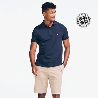 NAUTICA 诺帝卡 男士修身版型甲板 Polo 衫 - 海军蓝 直发