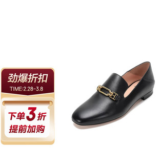 BALLY 巴利 女士皮质可踩脚单鞋乐福鞋平底鞋黑色 DARCIE FLAT 200 6237848 2/35码