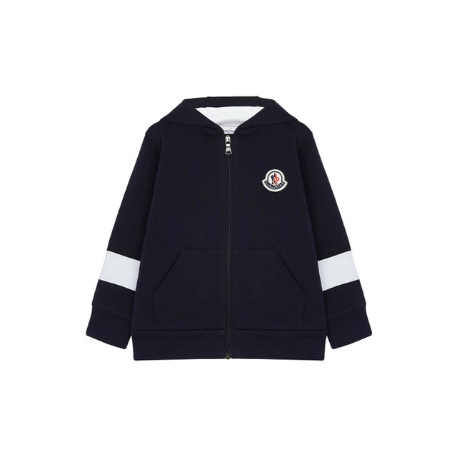 MONCLER 盟可睐 蒙口（Moncler）男童深蓝色徽标长袖连帽拉链外套 8G71720 80996 778 12/18