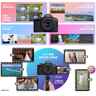 佳能（Canon）EOS R50微单相机小巧便携 Vlog拍摄日常记录 4K视频 EOS R50机身 黑色 官方标配