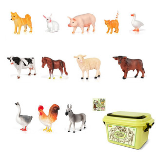NUKied 纽奇 动物乐园系列 动物模型 收纳箱装（农场动物*12只+图册）