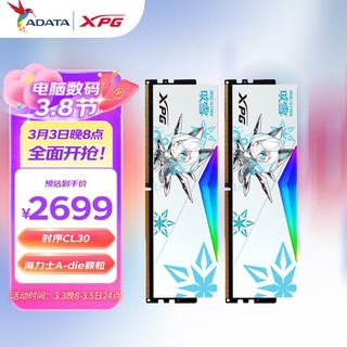 ADATA 威刚 64GB(32GX2)套装 DDR5 6000 台式机内存条 海力士A-die颗粒-华硕RO姬联名RGB灯条CL30（黑色）