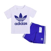PLUS会员：adidas 阿迪达斯 儿童三叶草短袖短裤2件套