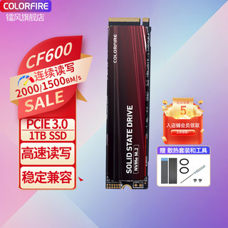 COLORFUL 七彩虹 CN600M.2固态硬盘1T长江存储ssd台式机NVME笔记本PCI3硬盘 镭风CF600  1T 装机工具 散热片