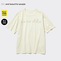 GU极优女男装情侣印花T恤(5分袖)(logo)bp设计师联名款纯棉346519