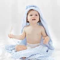 PLUS会员：全棉时代 幼儿水洗纱布浴巾 115*115cm
