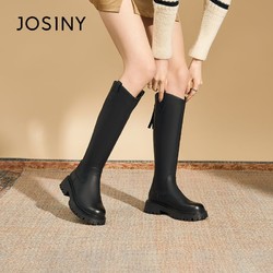 JOSINY 卓诗尼 靴子女2022新款长靴女秋冬高筒骑士靴厚底时尚百搭长筒靴女