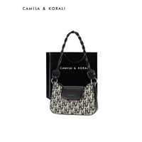 CAMILA&KORALI; 女包斜挎腋下包女包包单肩包小众高级感法棍奢侈品小包新款官方 提花黑