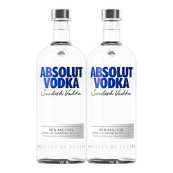 ABSOLUT VODKA 绝对伏特加 ABSOLUT绝对伏特加原味1000ml*2瑞典进口正品洋酒调酒基酒组合装