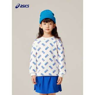 ASICS 亚瑟士 童装春季新品男女中大童圆领套头卫衣学生 00白色 110cm