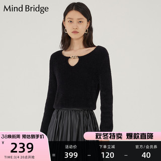 Mind Bridge 女士低圆领针织衫 MVKT728C 黑色 M