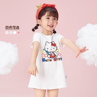 Hello Kitty 2023夏季婴幼女童印花连衣裙时尚圆领儿童裙子