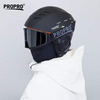 PROPRO新款滑雪头盔男女通用单双板户外滑雪保暖透气成人头盔套运动装备 黑色 L码