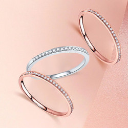 MUCMXG 细排钻通体925银小戒指女个性设计戒叠戴