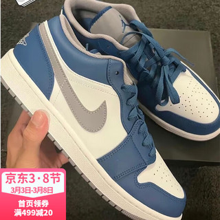 耐克（NIKE）Air Jordan aj1耐克男鞋新款低帮休闲板鞋轻便运动篮球鞋 553558-412（白蓝色） 40