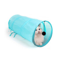 田田猫 猫隧道滚地龙猫帐篷自嗨猫咪玩具猫咪用品猫通道猫钻洞 蓝色