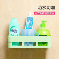 梦思园 浴室免打孔无痕壁挂式置物架储物架洗漱用品厕所卫生间吸壁收纳架 长方形北欧绿色