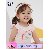 Gap 盖璞 婴儿纯棉印花连体衣826070夏季童装运动 粉色 59cm(3-6月)