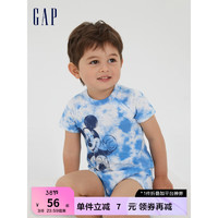 Gap 盖璞 新生婴儿纯棉连体衣862581 夏季款儿童装 蓝色扎染 90cm(18-24月)