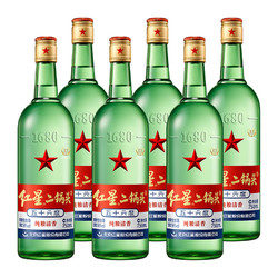红星 绿瓶 1680 二锅头 清香纯正 56%vol 清香型白酒 750ml*6瓶 整箱装